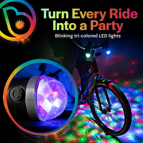 Brightz Ultimate Bike Light Bundle - Includes WheelBrightz White LED Bike Wheel Lights 2-Pack & CruzinBrightz Disco LED Bike Light - Universal Fit, Easy Install, Long Battery Life