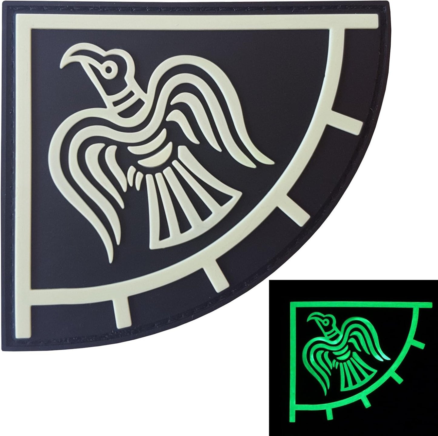Norse Raven Banner PVC Patch Viking Patch Compatible with Velcro PVC Patches for Backpacks Viking Patches for Vests Viking Morale Patch Vikings Patch Norse Patches for Hats (Black and White Glow Dark)