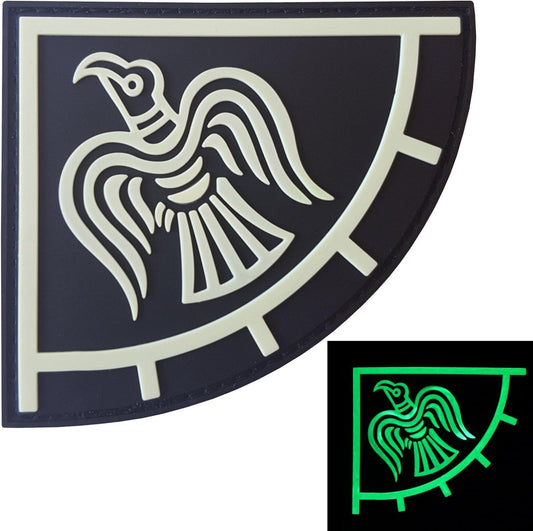 Norse Raven Banner PVC Patch Viking Patch Compatible with Velcro PVC Patches for Backpacks Viking Patches for Vests Viking Morale Patch Vikings Patch Norse Patches for Hats (Black and White Glow Dark)
