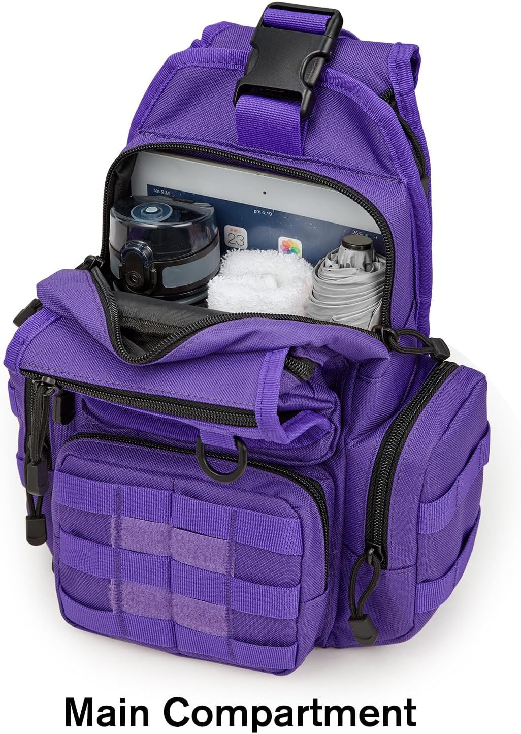 G4Free Tactical EDC Sling Bag Pack with Adjustable Holder Sling Shoulder Assault Range Backpack(Black)