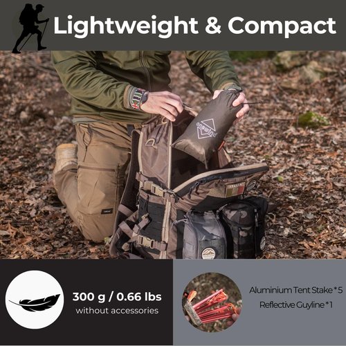 Onewind Lightweight Shelter, Solitary Shelter Cape Emergency Survival Shelter Bushcraft Poncho Tent Ultralight Minimalist Shelter for Camping Hiking Backpacking Bug Out Bag, OD Green
