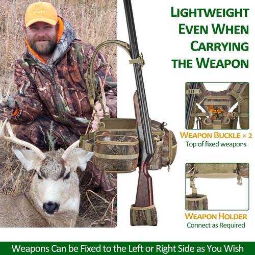 NEW VIEW Hunting Fanny Waist Pack for Men, Camo Waist Bag for Hunter, Backpack with Rifle, Shotgun, and Bow Holder (Upgrade)