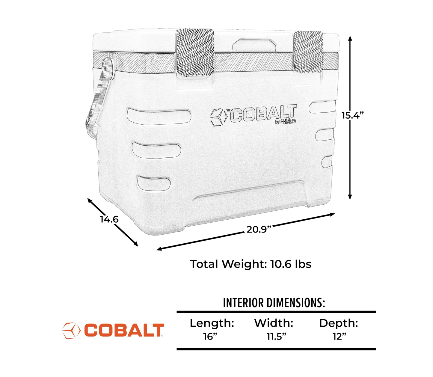 37 Quart Cobalt Weekender Cooler - Ice Chest by Blue Coolers for Camping, Sports Events, and Barbecues (Full Day Ice Retention) (White)