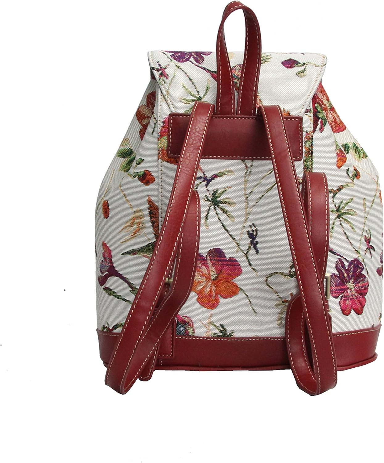 William Morris Strawberry Thief Tapestry Flap Buckle Pull String Backpack by Signare