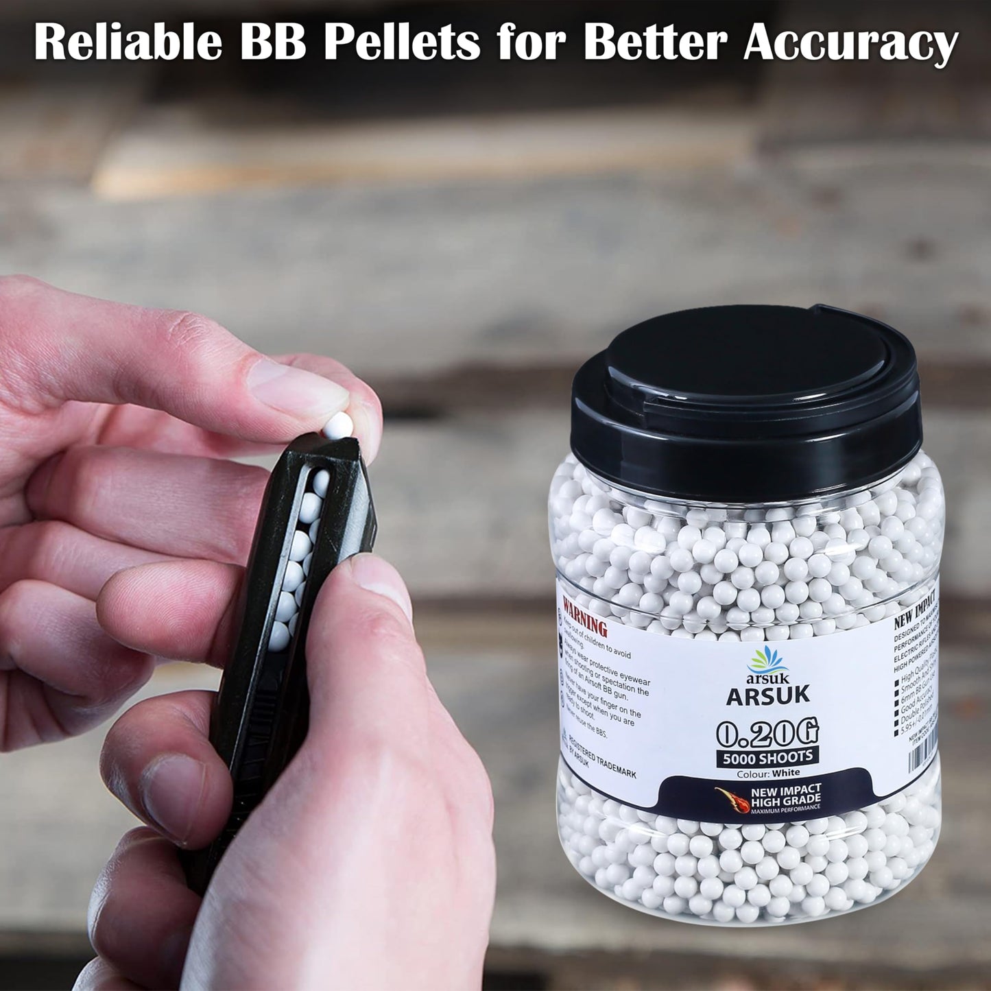 Arsuk 6mm Airsoft BBS 0.20g – White - 5000 Count - Seamless 6mm Plastic Pellets for Precision Target Practice & Tactical Shooting BBS for BB Guns