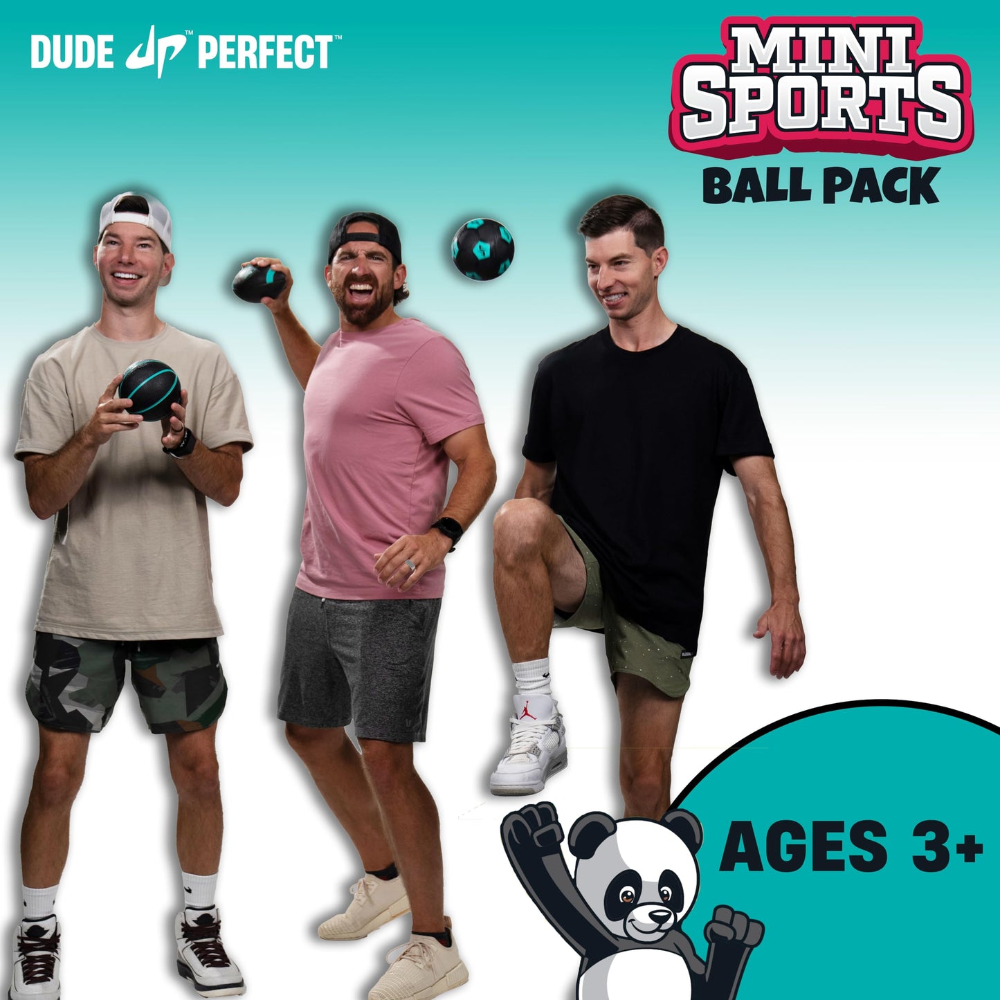 Dude Perfect Mini Sports Balls, Kids and Adults Multi-Pack Sports Ball Set, Indoor and Outdoor Play, Includes Football, Basketball and a Soccer Ball
