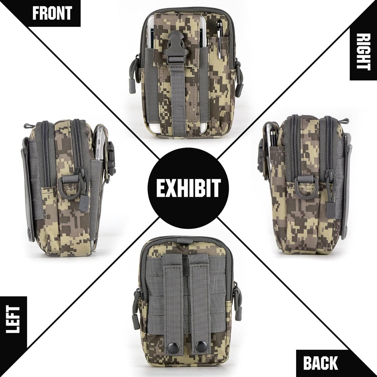 IronSeals Tactical Molle Phone Pouch Compact Utility Belt Waist Bag with Shoulder Strap for iPhone 14 Plus/14 Pro Max/14 Pro/14/13 Pro Max/13/12 Pro