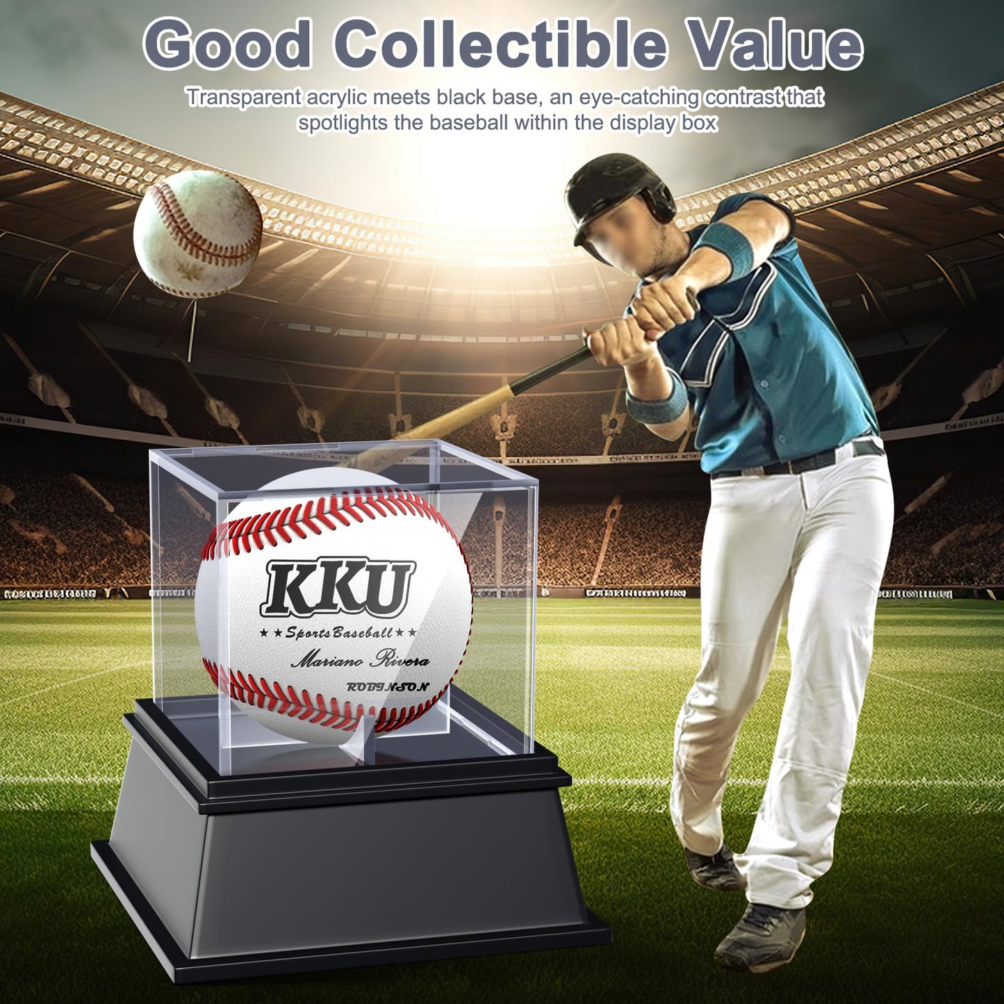 KKU Acrylic Baseball Display Case, Dustproof UV Protected Baseball Case, Transparent Baseball Holder Display Case for Signed Balls Memorabilia