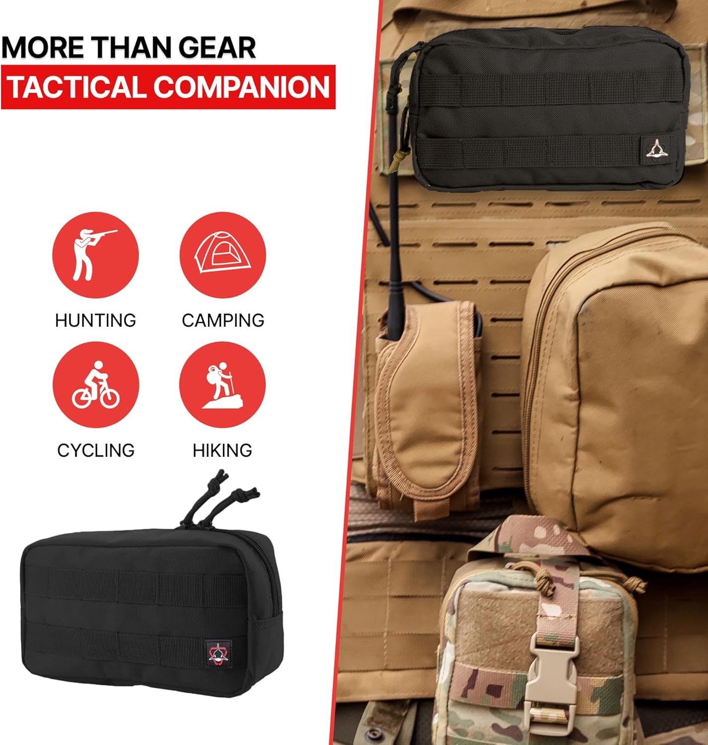 Horizontal Zippered Multi-Purpose Molle Admin Pouch Utility EDC Tool Gear Gadget Waist Bag Organizer