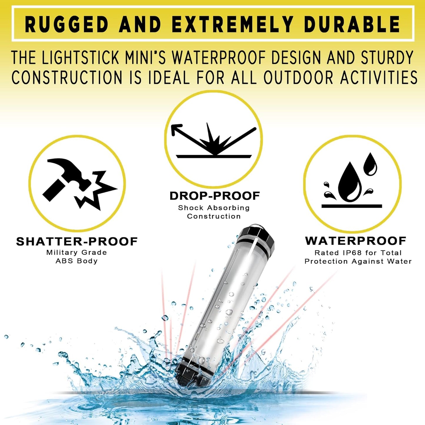 SunJack LightStick Camplight – Waterproof Rechargeable LED Flashlight & Power Bank | Portable Camping Lantern for Hiking, Backpacking, Swimming, Boating, Outdoors, Emergency & Survival Kits