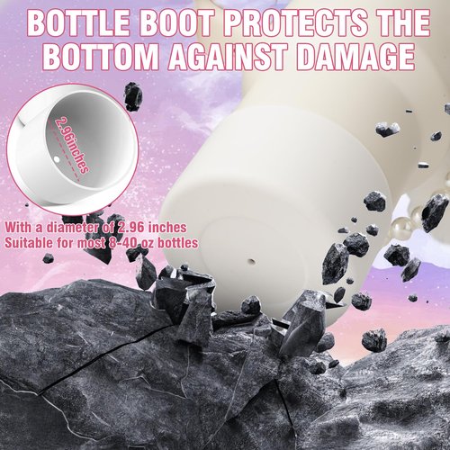 Seocam Compatible with White Stanley Cup Accessories 40 oz, 7pcs of Food-Grade Silicone Straw Cover, Pearls Chain, Bottle Boot, Rubber Cup Ring, Keychains, and Heart Hook, Unique Gifts For Women