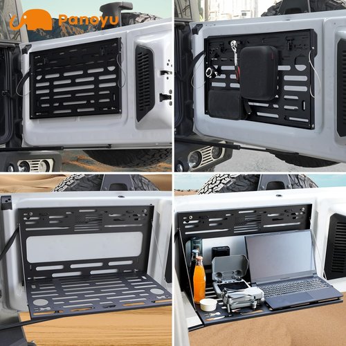 Panoyu Tailgate Table and MOLLE Panel Fits for 2021-2025 Bronco 2/4 Door No Drilling Foldable Tailgate Storage Cargo Shelf Camping Accessories