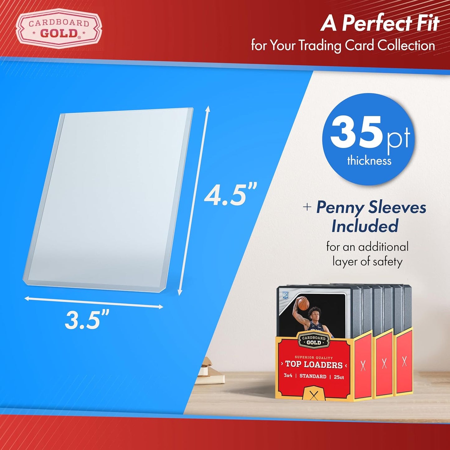 35pt Top Loaders for Cards with Bonus Soft Sleeves - 100 Count - Premium 3x4 Inch Trading Card Toploaders - Protect Your Baseball and Sports Cards with These Hard Plastic Protectors