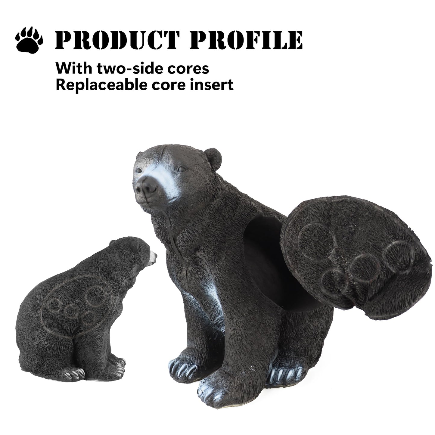 Archery Targets 3D Shooter Black Bear with Replaceable Core Insert and Ground Stakes for Targeting Practice
