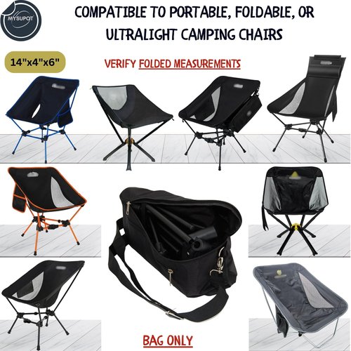 MYSUPOT 14"x4"x6" (Black) Replacement Bag for Portable, Lightweight, Ultralight, Foldable, Portable, Compact Camping Chair w/Front Pocket - 420D Oxford Polyester Fabric