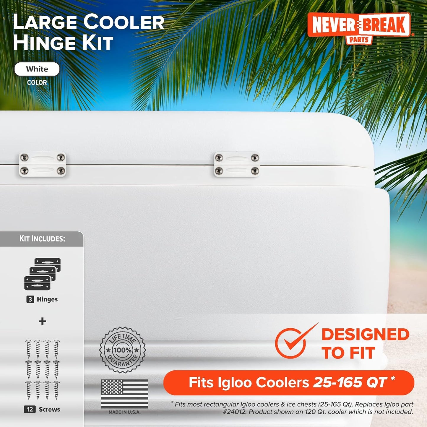 NeverBreak Parts - 3 Pack Igloo Cooler Replacement Hinges, High Strength Igloo Cooler Replacement Parts, Flexible Igloo Cooler Parts