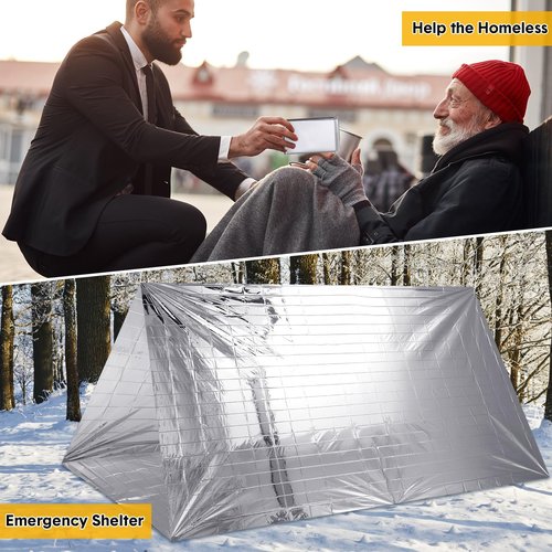 Copkim 100 Pcs Emergency Blankets for Survival 83 x 55 Emergency Foil Thermal Reflective Space Blanket Bulk Waterproof Individually Wrap Survival for Car Camping Outdoor Homeless