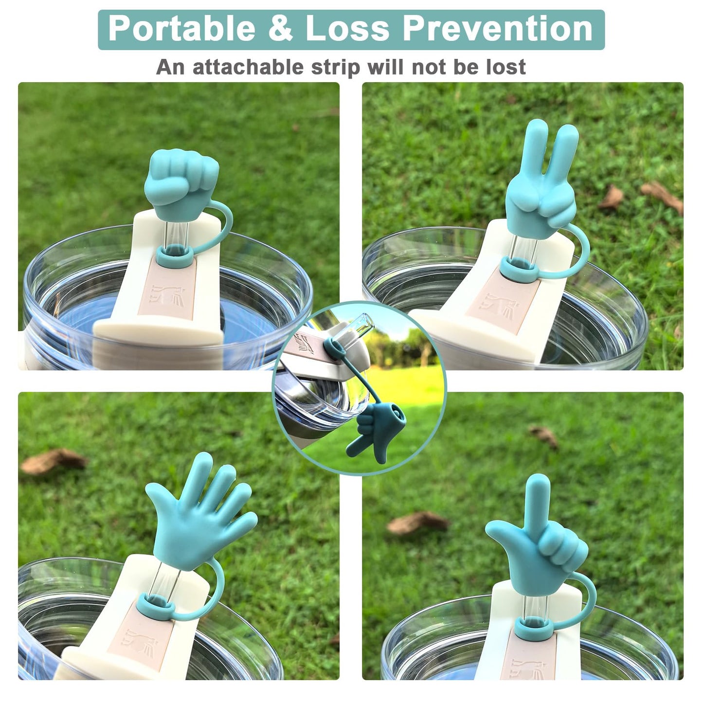 Green Straw Cover Cap for Stanley Yeti Owala Hydro Flask Meoky Beast Hydrapeak, Silicone Straw Toppers for Tumbler Straws in Diameter 6mm-10mm, Fun Dust-Proof Reusable Cup Accessories Mom Dad Gifts