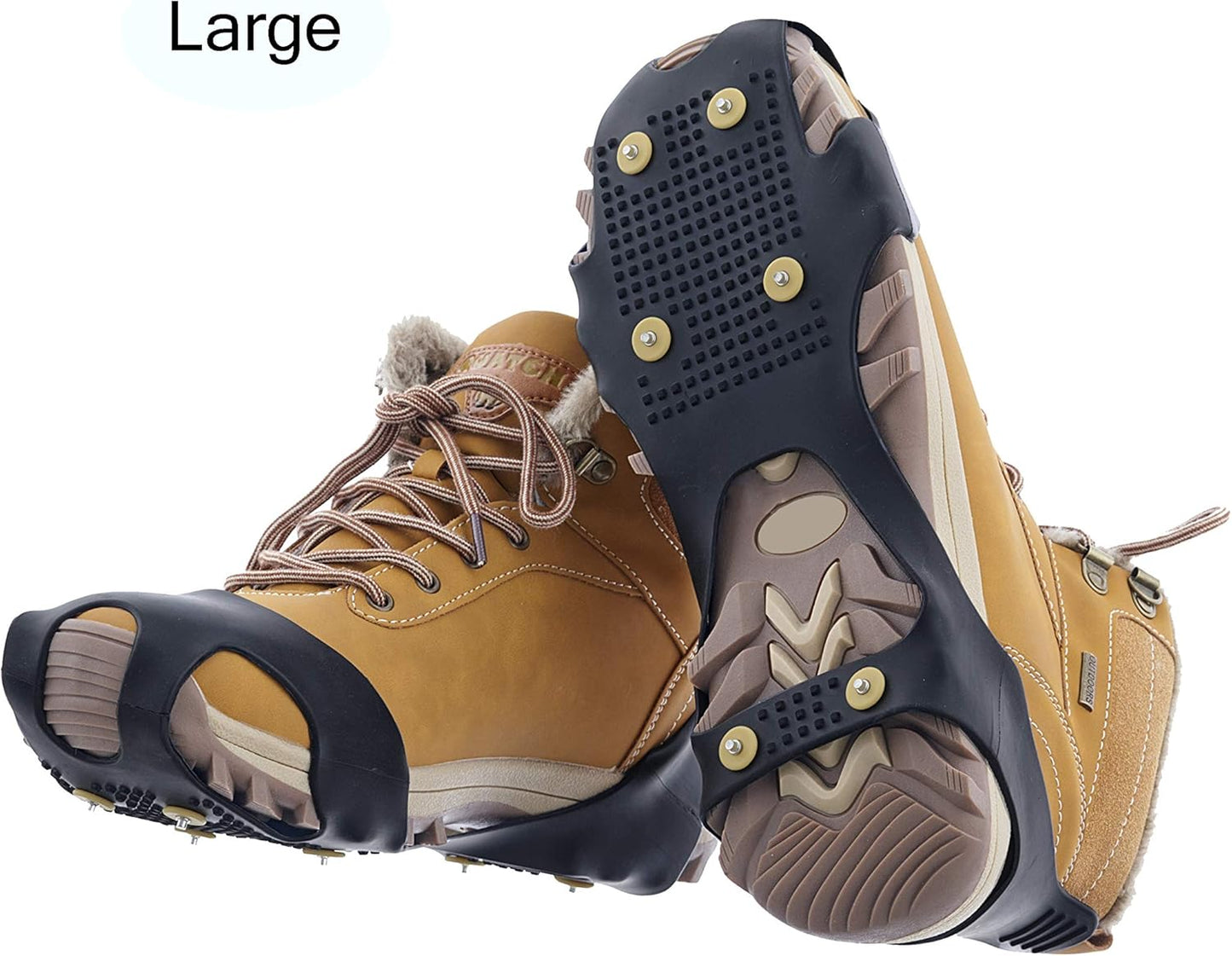 Snow Ice Cleats Snow Grips Shoe and Boot Cleats Easy Slip-On Grip Rubber, 6 Anti-Slip Studs Protection, Hike or Walk Traction Cleat Rubber Spikes, Ice Snow Mud Teeth Cleats. by Superio…