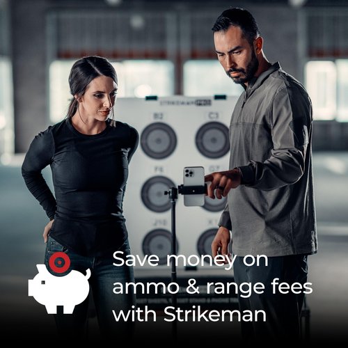 Strikeman Pro Phone Tripod & Mount - Compatible w/iPhone & Android, Collapsible & Easy to Store - Cell Phone Stand for Use w/The Strikeman Dry Fire Laser Training System - 4 Feet Max Height