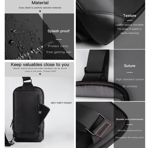 ZhaoCo Crossbody Backpack for Men Women Multipurpose Fashion Lightweight Chest Shoulder Bag Sling Bag For Cycling Holidays Party Travel Daypack Black