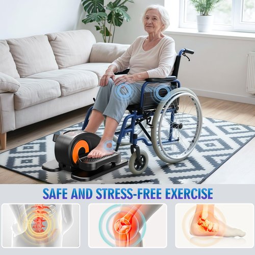 GUGTTR Under Desk Elliptical Machine, Quiet & Portable Seated Pedal Exerciser with 12 Adjustable Speeds & Remote Control, Low-Impact Electric Ellipse Leg Exerciser for Cardio & Strength