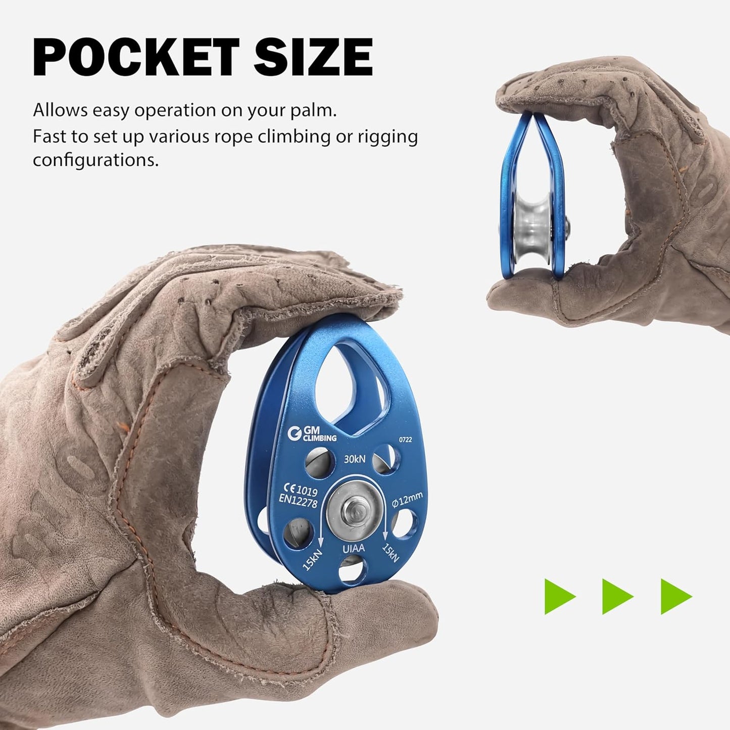 GM CLIMBING Swing Cheek Micro Pulley 30kN CE UIAA Certified