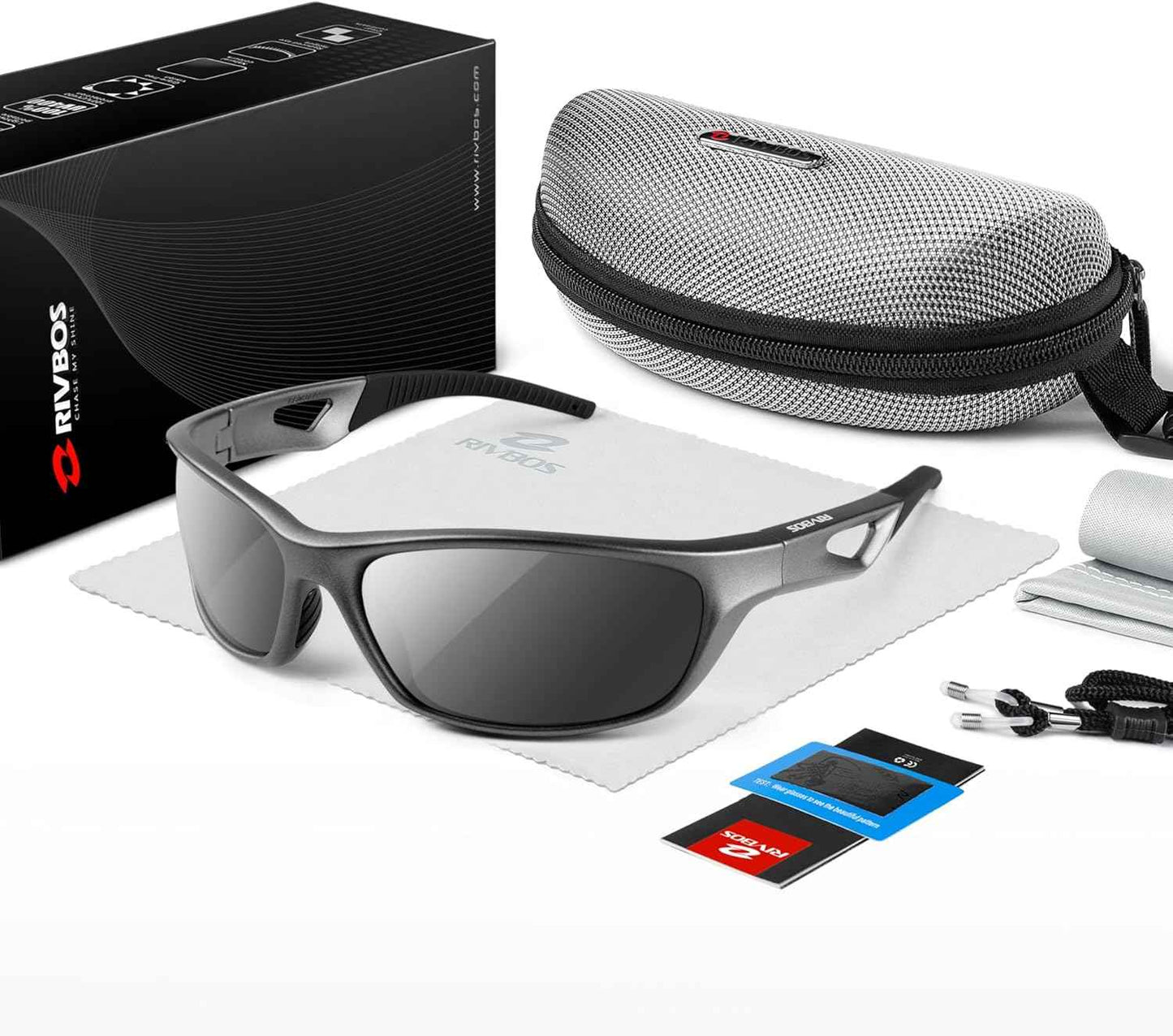 RIVBOS Polarized Sports Sunglasses for Men & Women - TR90 Frame for Cycling, Fishing, Running