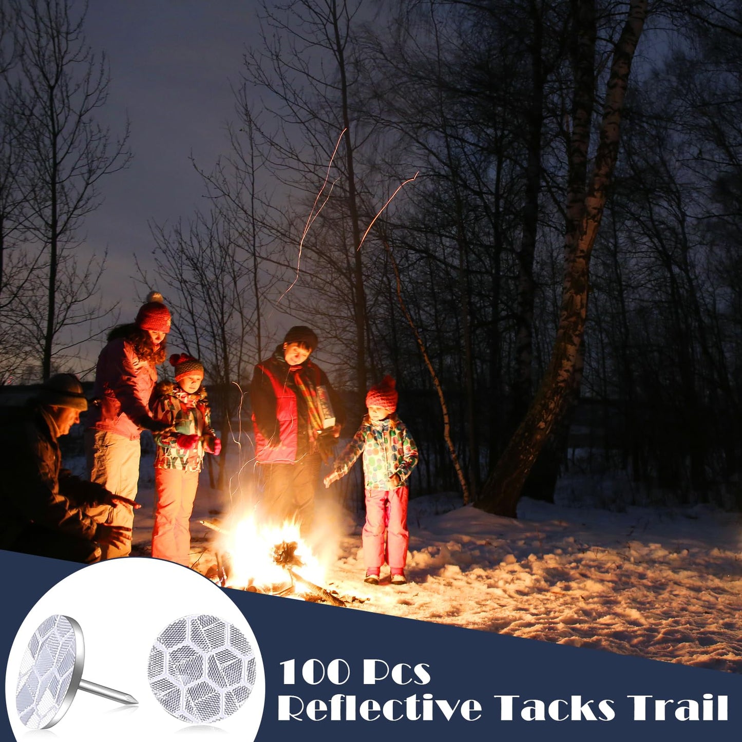Fullhawl 100 Reflective Tacks Trail Marking Tacks Glow Reflective Mark Trail Markers Thumb Nails for Hunting Hiking Camping Tree Stand (Sliver)