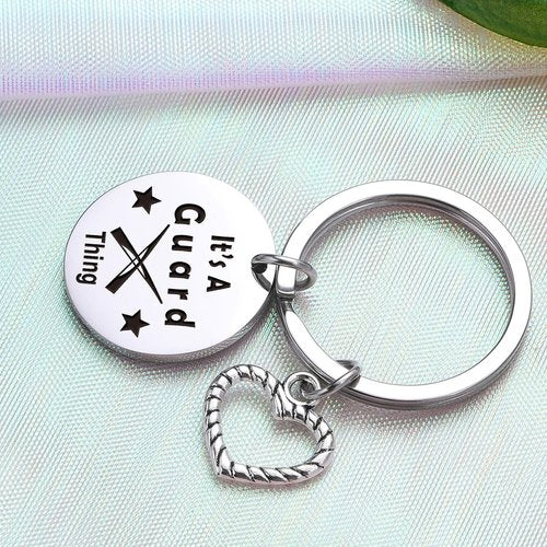 ZQEOU Color Guard Keychain - Marching Band Gifts Flag Girl Gifts - Colorguard Jewelry for Color Guard Lover, Mom Jewelry Bestie Keychain Daughter, Girlfriend Birthday Key Chain