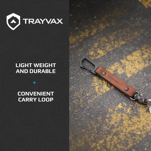 Trayvax Link Lanyard Leather Keychain, Quick Release Carabiner Clip Key Chain for Men and Women, Stainless Steel, Mississippi Mud