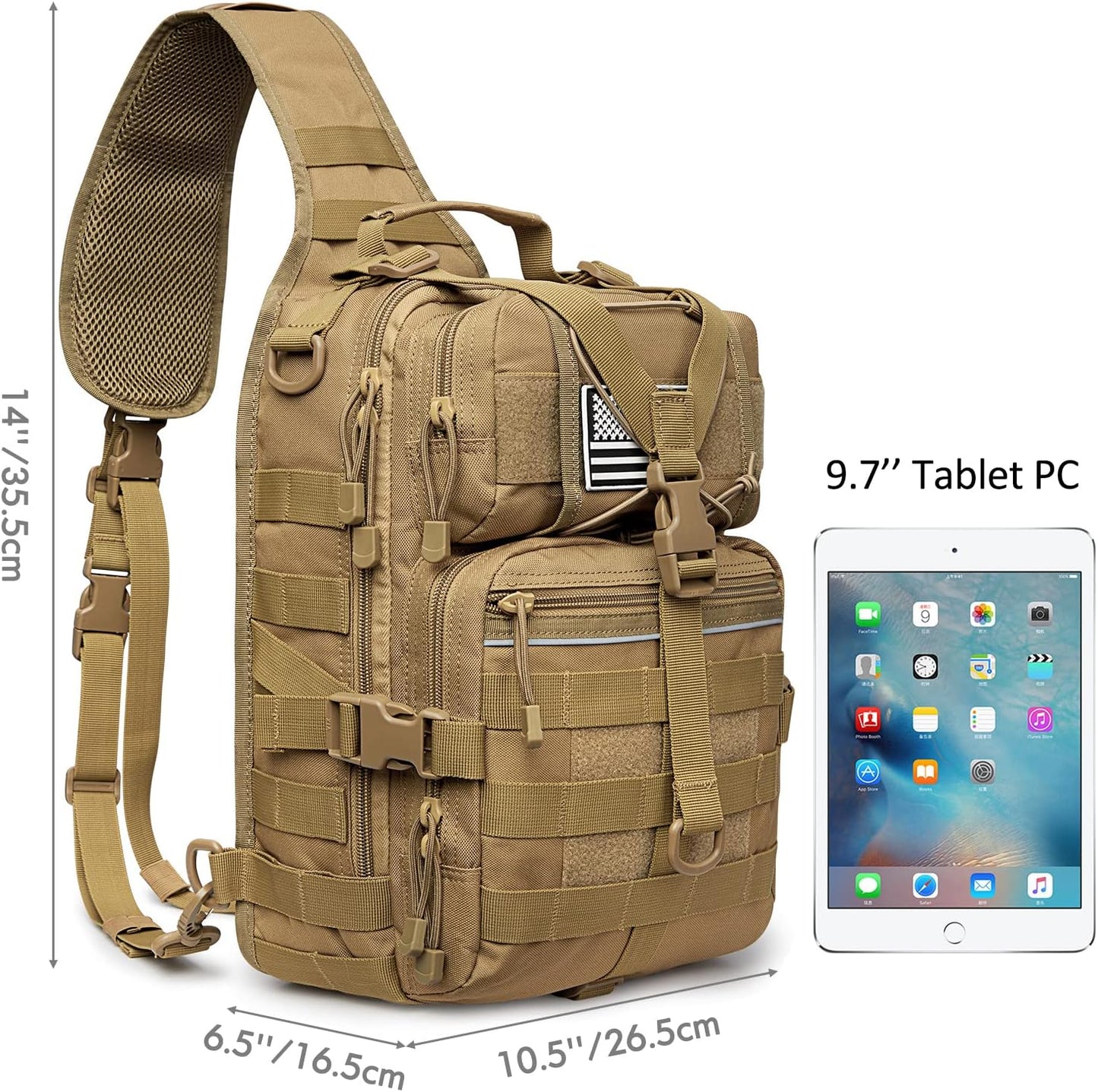 G4Free Tactical Sling Backpack Big Molle EDC Assault Range Bag Pack Military Style for Concealed Carry