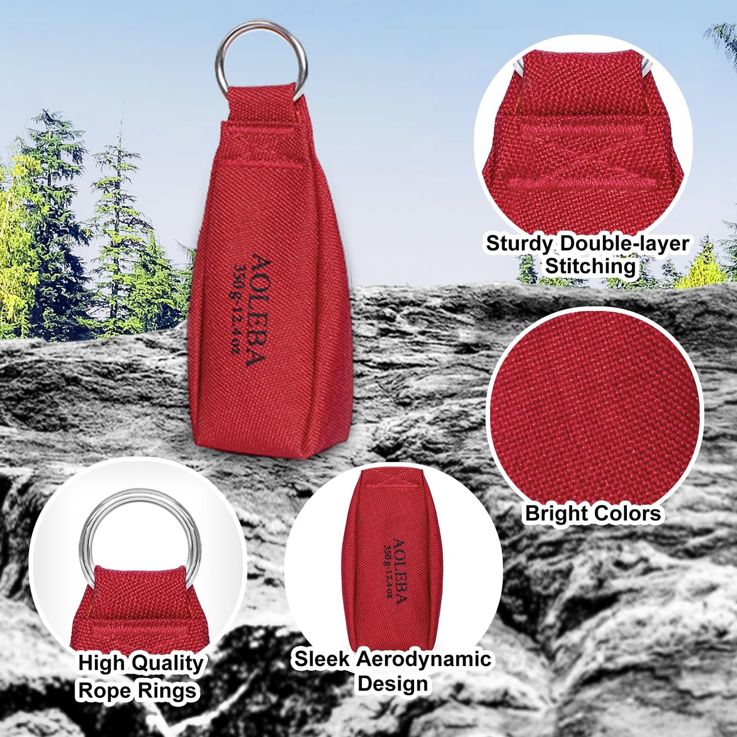 AOLEBA Arborist Throw Line Kit, Slick Arborist Rope Throw Weight Set with Reflective Storage Bag, 100% Polyester Rope, Arborist Equipment for High Limb, Throwing, Climbing, Tree Cutting