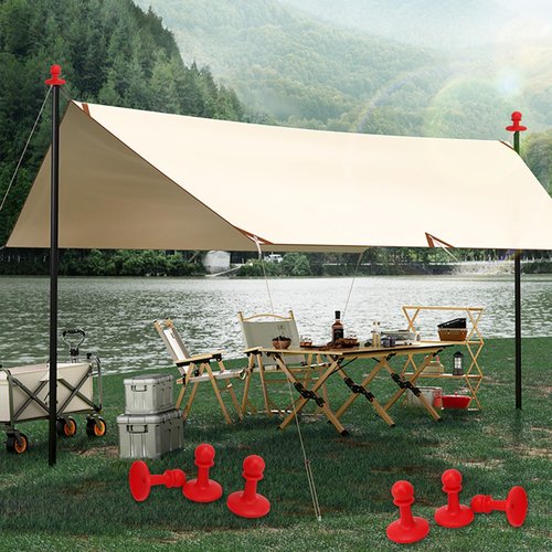 Xanadued 6 Pack Tarp Pole Tip Cover, Tent Pole Tips Caps, Tent Pole Tip Protector, Lightning Protection Cap for Camping Hiking Backpacker, Travel Lovers, Mountaineering, Outdoor Camping
