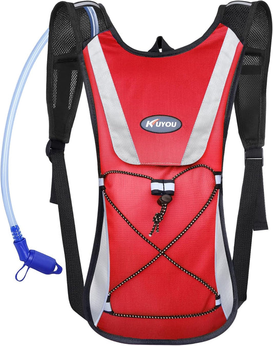 KUYOU Running Hydration Vest - Lightweight Insulated Hydration Backpack with 2L Water Bladder, Adjustable Chest Straps and Reflective Water Backpack for Trail Running Marathon Race Hiking Cycling