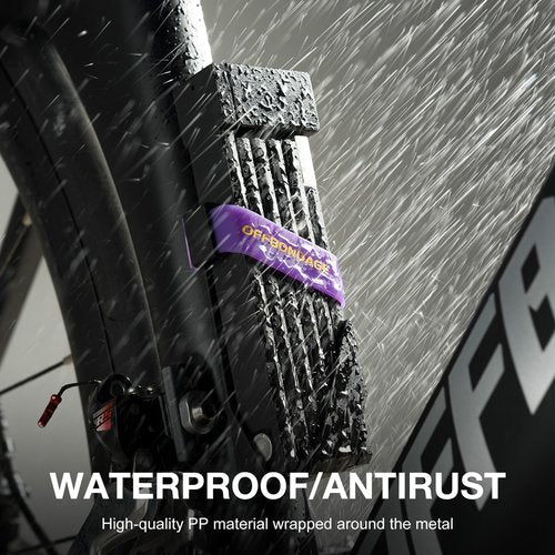 OFFBONDAGE Folding Bike Lock with Mounting Bracket Bicycle Locks Anti Theft with 360° Rotating Lock Head Waterproof and Scratch Resistant Foldable Bike Chain Lock