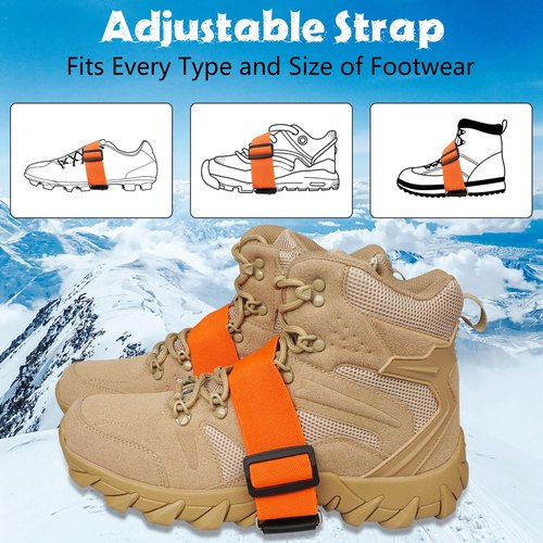 Ice Cleats Snow Traction Cleats for Boots and Shoes Mid-Sole Non Slip Crampons with Adjustable Straps 7 Tungsten Studs for Secure Grips Rotatable Traction Aids Walking on Snow and Ice S/M-1PCS