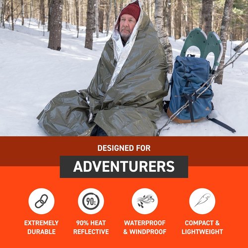 Emergency Survival Blanket - 90% Heat Reflective, Heavy-Duty, Waterproof, 58” x 98” - Ideal for Disaster Preparedness Kits