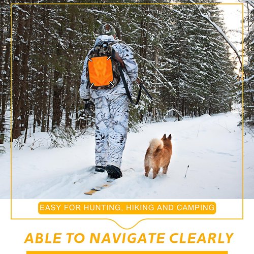 Copkim 4 Pcs Blaze Orange Safety Panel with Reflective Strips, 12'' x 9'', High Visibility Hunting Mesh Tent Backpack Cover Safety Panel for Outdoors Field Hiking Camping Biking Traveling