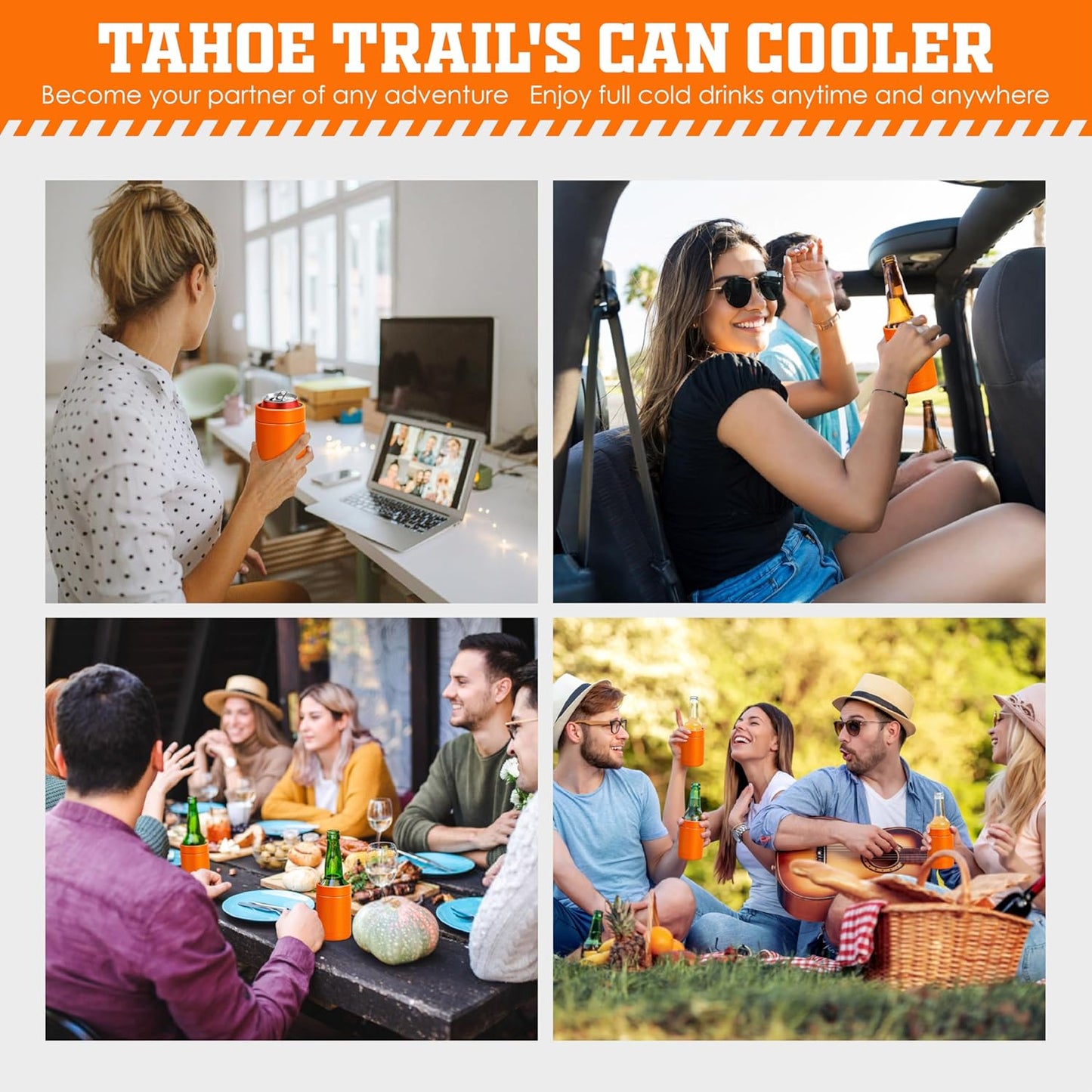 Tahoe Trails 12 oz Stainless Steel Double Wall Vacuum Insulated Can Cooler (Blue)