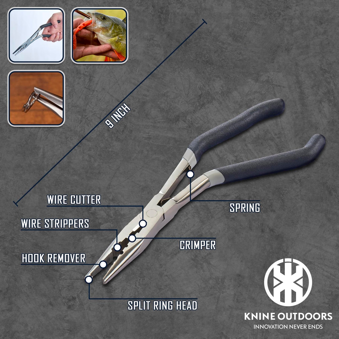 KNINE OUTDOORS 6PCS Fishing Tool Kit, Fishing Pliers, Fish Fillet Knife, Fishing Gripper, Fishing Scissors for Braided line, Fishing Gear and Equipment, Fishing Gifts for Men