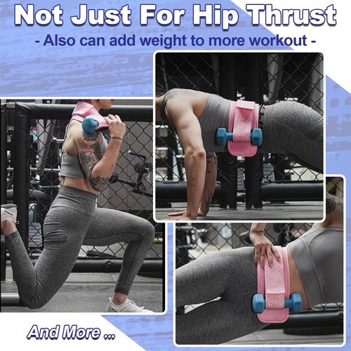 Coniflor Hip Thrust Belt - Adjustable Fitness Belt for Dumbbells, Kettlebells, Plates - Support Up to 100 lbs - Upgrade Slip-Resistant Pad for Safe and Comfortable Glute Workouts at Home or Gym, Pink