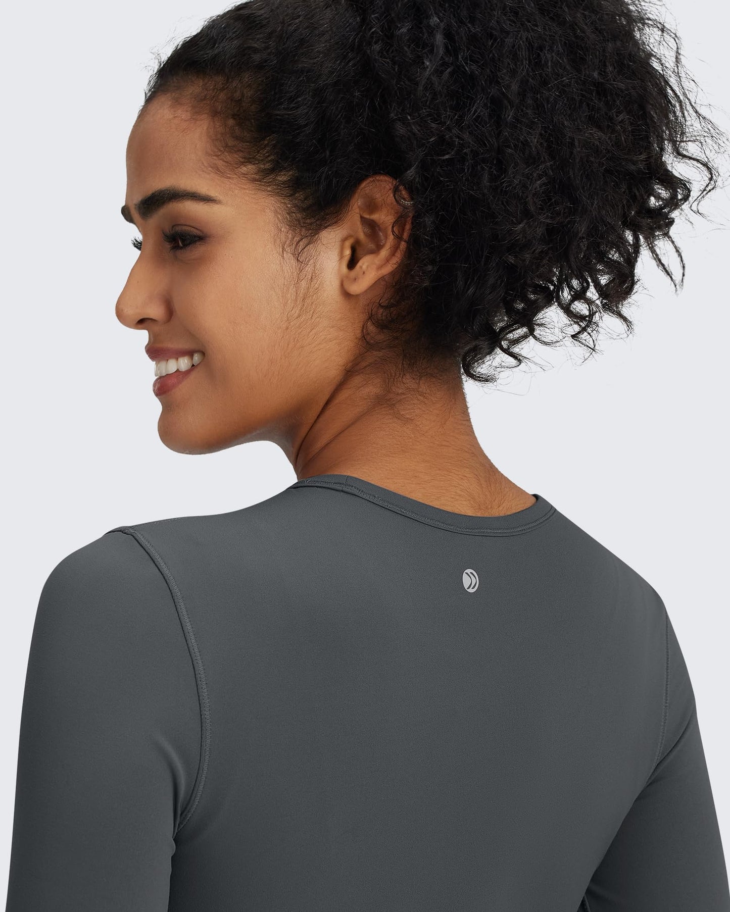 G4Free Long Sleeve Workout Tops for Women Fall Base Layer Athletic Gym Exercise Tight Shirt Wicking Cropped Underscrub (Dark Gray,S)