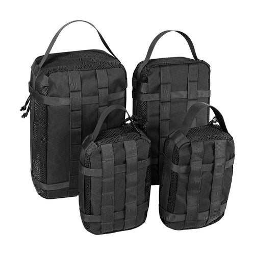 CASONMMAX 4 Set Tactical Packing Cubes ，Compressible Mesh Duffle Storage Bag,Portable Edc Molle Pouch Organizer. (BK)