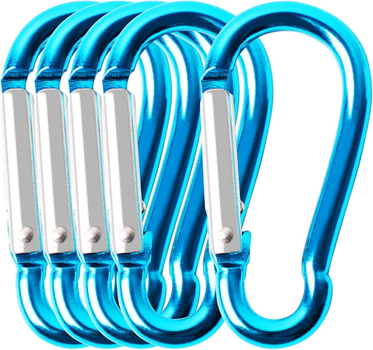 uxcell 5PCS Carabiner Keychain Clips, Aluminum Spring Snap Hooks for Locking Key Rings, Carabiner Hanging Buckle for Hiking Fishing Traveling Outdoor Accessories, Teal