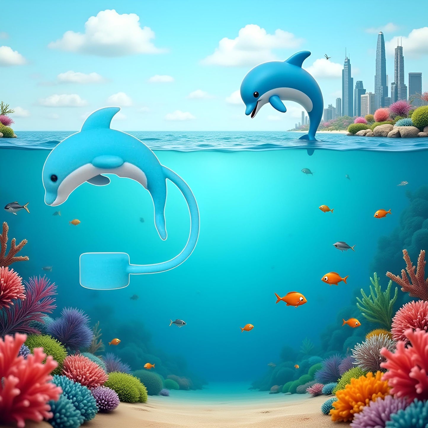 4PC Dolphin Straw Cover for Stanley Cup, 10mm Silicone Straw Covers Cap for Stanley Cup Accessories, Cap Stopper for Reusable Straws Tip Lids