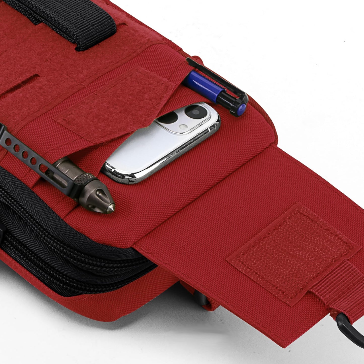 IronSeals Tactical Molle Utility EDC Pouch Nylon Waist Belt Bag Camping Hiking Organizer Pouch Phone Holster for iPhone 16 Pro Max/16 Pro/15 Pro Max/14 Pro Max/13 Pro Max/12 Pro Max/11 Pro Max, Large