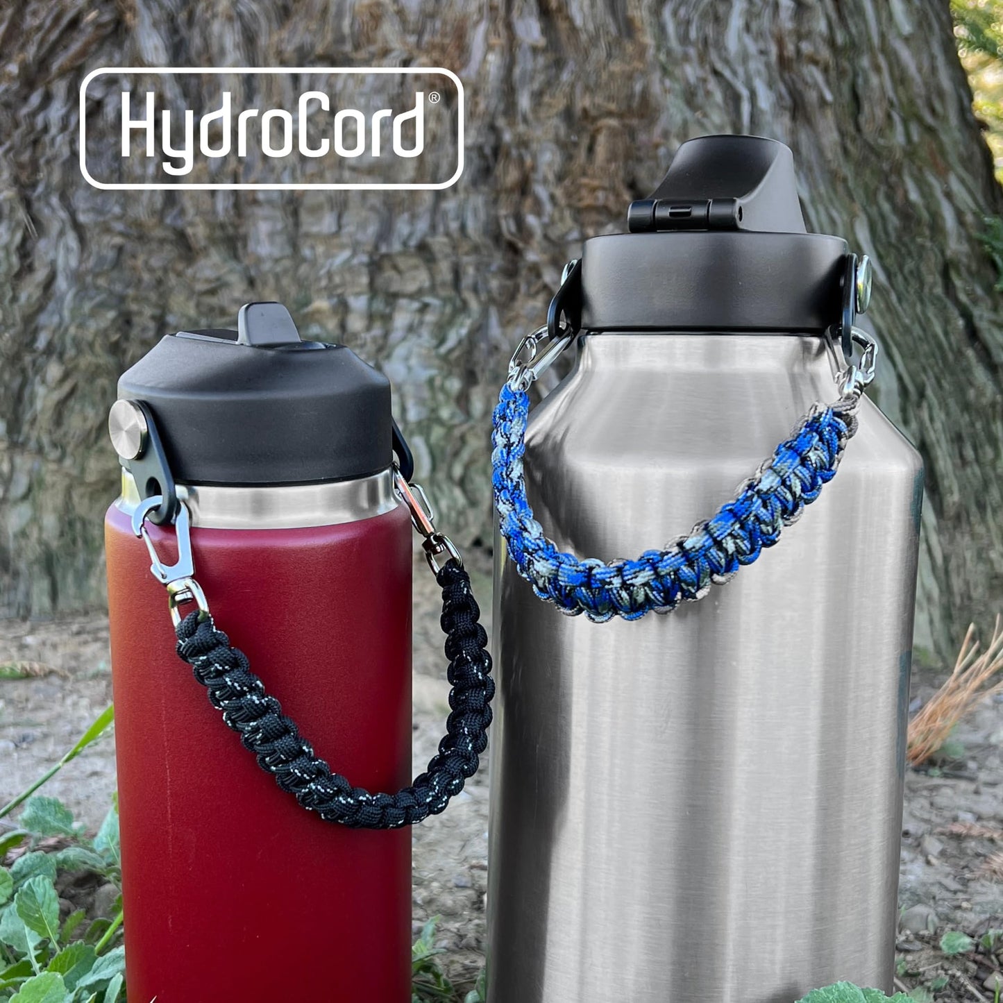 Gearproz Handle for Hydro Flask Water Bottle Lids, Paracord Clip-on Handle Accessory with Shoulder Strap