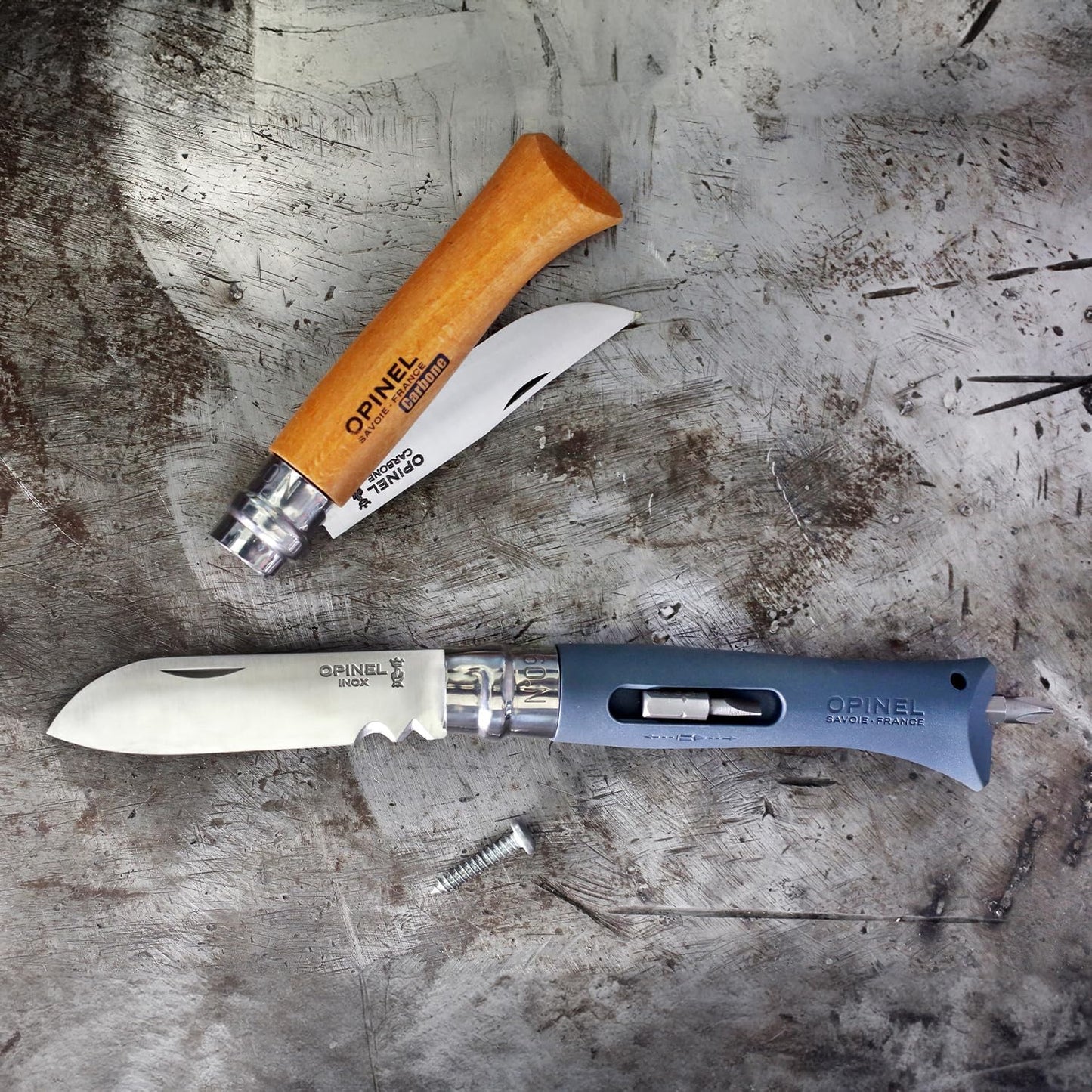 Opinel No.09 DIY - Stainless Steel Folding Pocket Knife and Multi-Tool, Wire Stripper, Screwdriver, Made in France