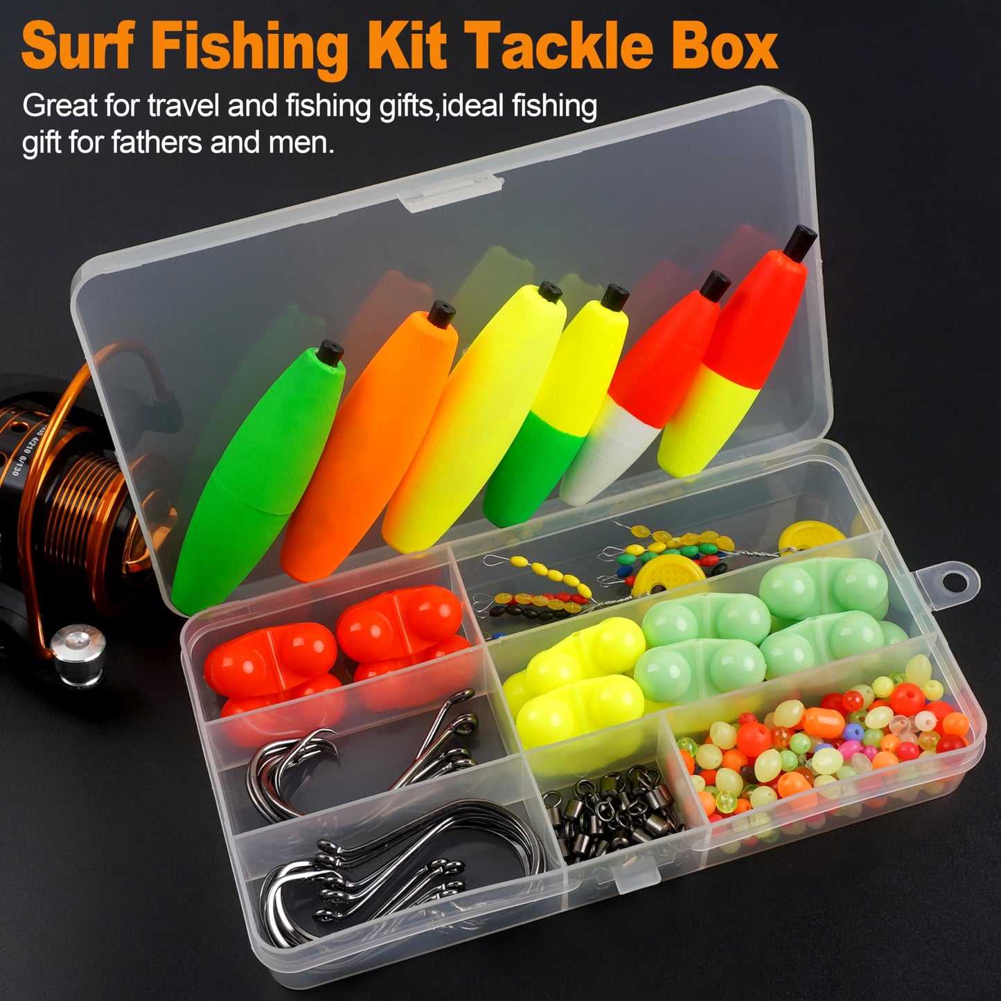AGOOL Catfishing Tackle Making Kit Catfish Rig Accessories 124PCS Catfish Tackle with Catfish Floats Catfish Hooks Bobber Stoppers Swivels Fishing Rattle Bells Fishing Beads Santee Cooper Rig
